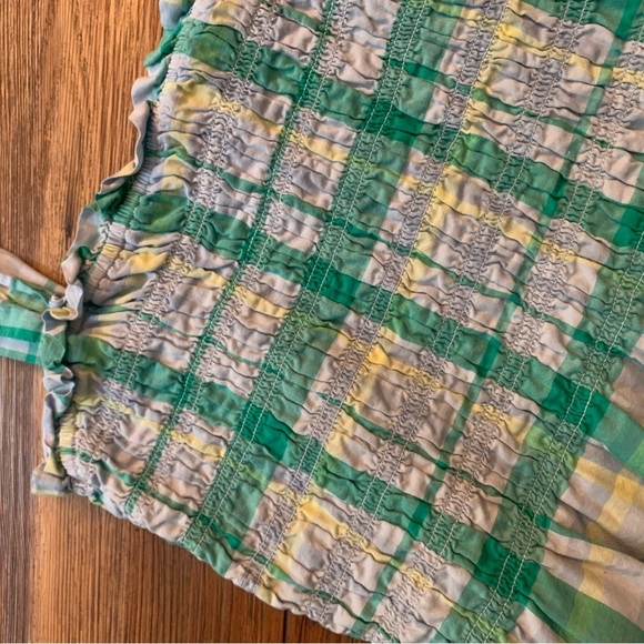 Free Assembly Women's Smocked Tank Top Skyway Plaid Green Boho XS - Picture 7 of 7